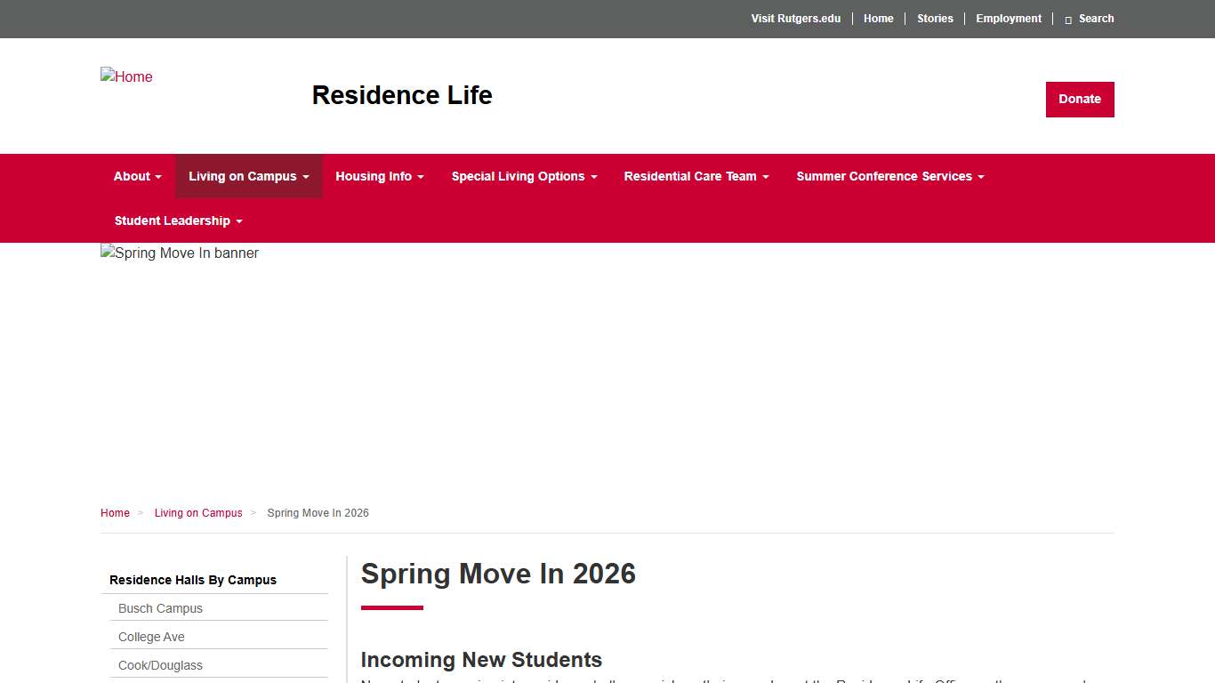 Spring Move In 2026 | Residence Life - Division of Student Affairs | Rutgers University-New Brunswick