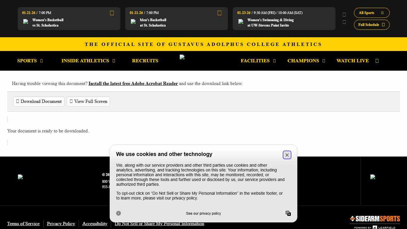 Women's Hockey Game Program vs. St. Catherine (PDF) - Gustavus Adolphus College
